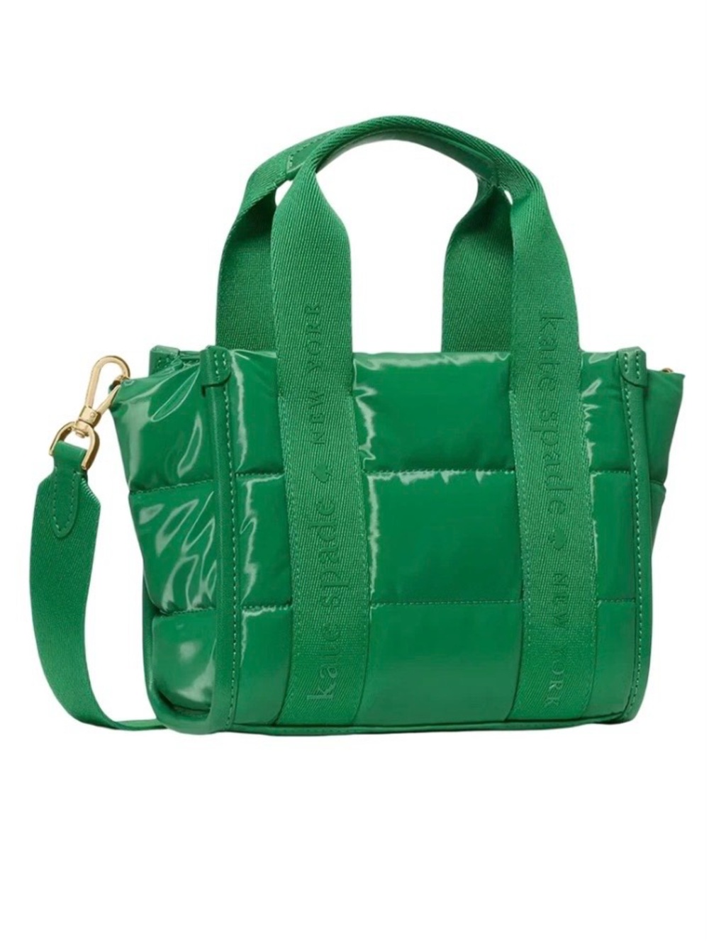 NEW kate spade Kip Puffy Fabric Quilted Mini Tote Bag - Green Bean KM668 - Picture 3 of 11